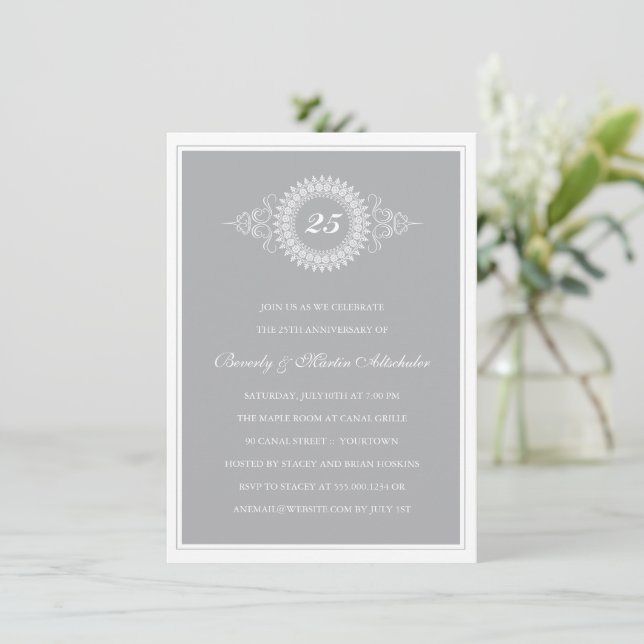 Silver Anniversary Medallion Festinladning Inbjudningar (Stående Fram)