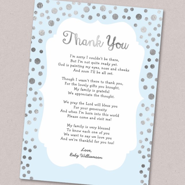 Silver + ANY FÄRG-babydusch tackkort Inbjudningar (Skapare uppladdad)