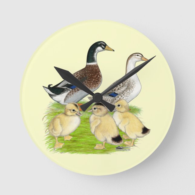 Silver Appleyard Family Rund Klocka (Framsida)