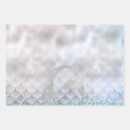 Silver Aqua Rosa Lila Glitter Gnistra Sjöjungfru