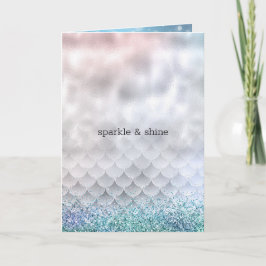 Silver Aqua Rosa Lila Glitter Gnistra Sjöjungfru Kort