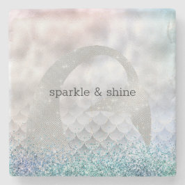 Silver Aqua Rosa Lila Glitter Gnistra Sjöjungfru Stenunderlägg