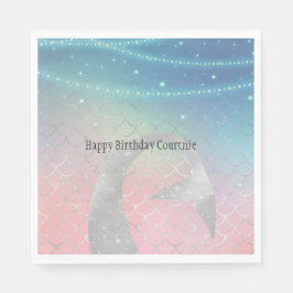 Silver Aqua Rosa Lila Sjöjungfru  Pappersservett