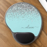 Silver Aqua Teal Blue Girly Glitter Monogram Gel Musmatta<br><div class="desc">Silver och Aqua Teal Blue Gnistra Glitter Monogram Namn och Initial Mousepad (Mouse Pad). Det gör perfekten söt 16-årsjubileum,  bröllop,  möhippa,  årsdag,  babydusch eller bachelorette-fest för någon som glam lyxen och chic stilar i kärlek.</div>