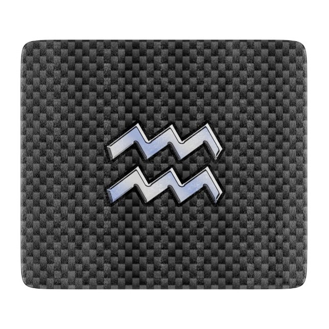Silver Aquarius Zodiac Symbol Carbon Fiber Stil (Framsidan)