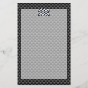 Silver Aquarius Zodiac Symbol Carbon Fiber Stil Brevpapper