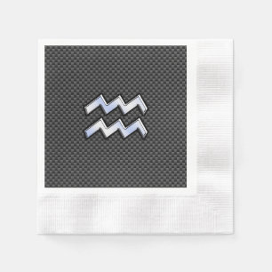 Silver Aquarius Zodiac Symbol Carbon Fiber Stil Pappersservett