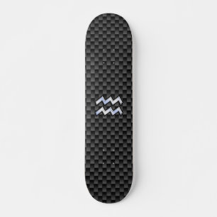 Silver Aquarius Zodiac Symbol Carbon Fiber Stil Skateboard Bräda 20,5 Cm