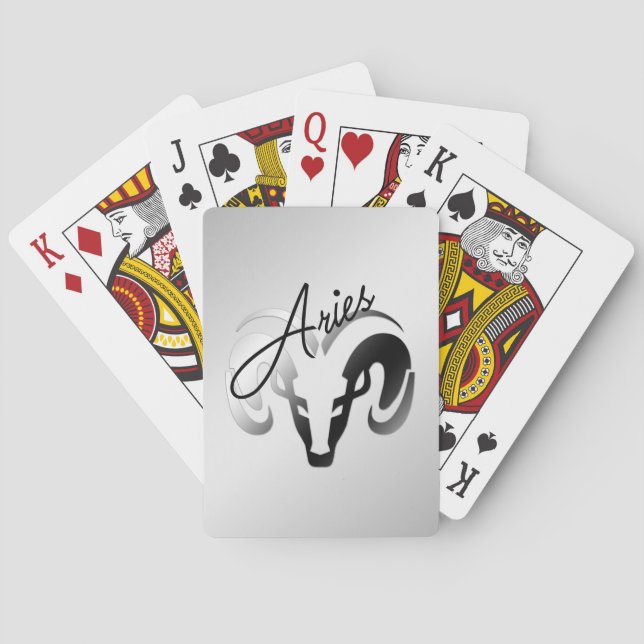Silver Aries Aries Ram Zodiac Casinokort (Baksidan)