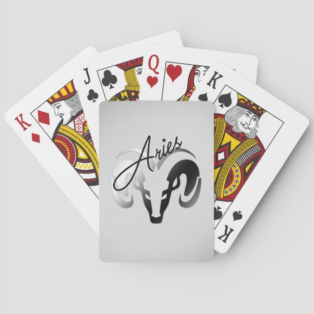 Silver Aries Aries Ram Zodiac Casinokort (Baksidan)