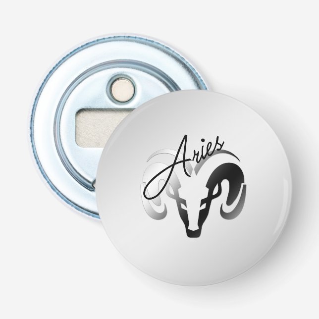 Silver Aries Aries Ram Zodiac Flasköppnare (Framsidan)