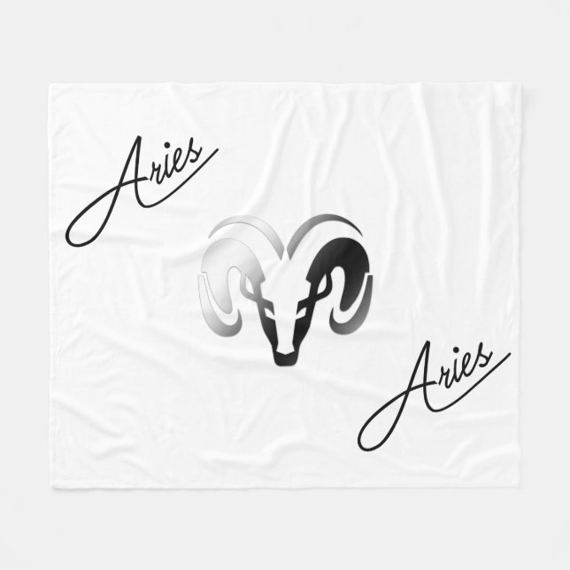 Silver Aries Aries Ram Zodiac Fleecefilt (Framsidan (Horisontell))
