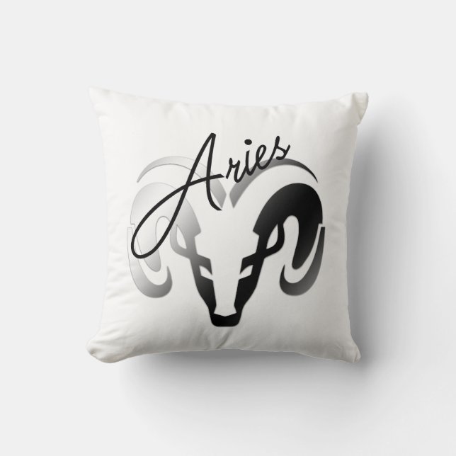 Silver Aries Aries Ram Zodiac Kudde (Framsida)