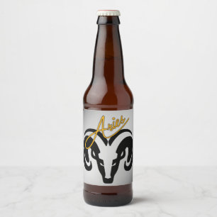 Silver Aries Aries Ram Zodiac Ölflaska Etikett