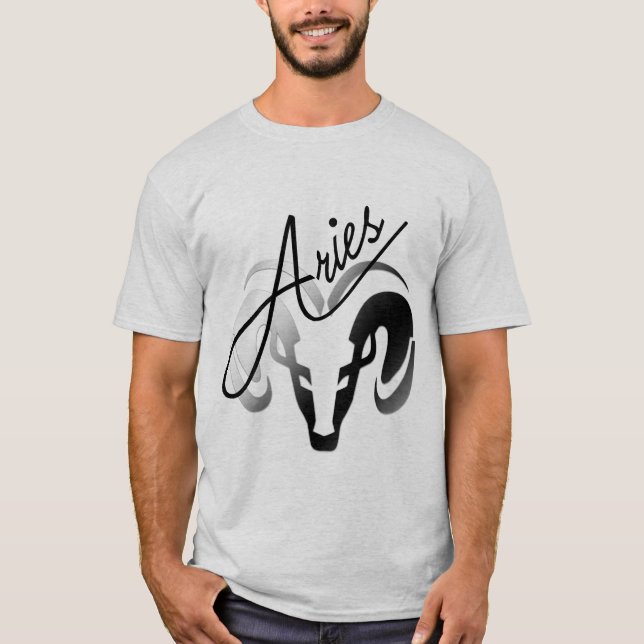 Silver Aries Aries Ram Zodiac T Shirt (Framsida)