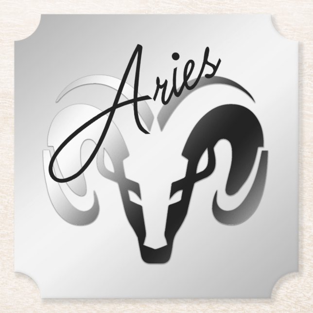 Silver Aries Aries Ram Zodiac Underlägg Papper (Framsida)