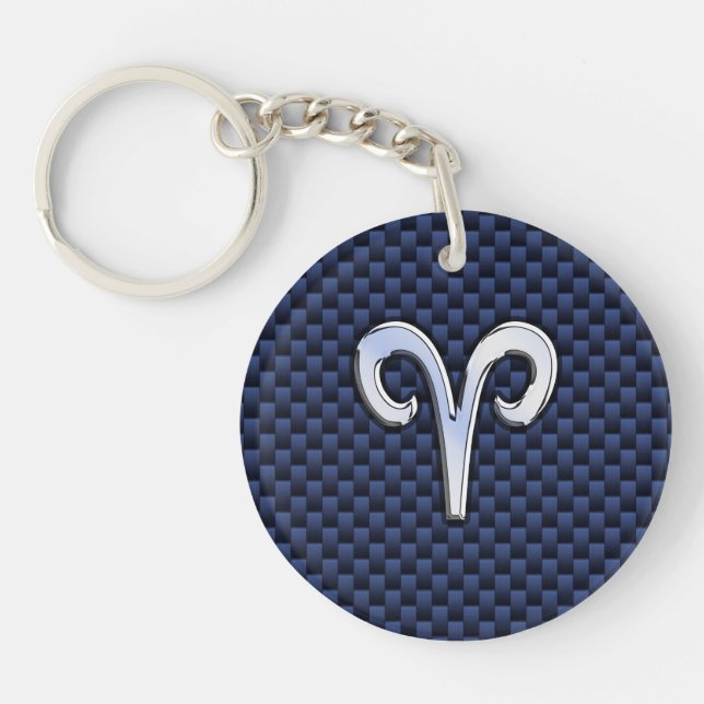 Silver Aries Zodiac Sign Navy Carbon Fiber Stil (Framsidan)