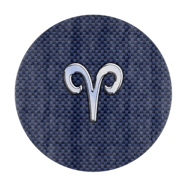 Silver Aries Zodiac Signera Blue Carbon Fiber Prin (Framsidan)