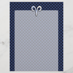 Silver Aries Zodiac Signera Blue Carbon Fiber Prin