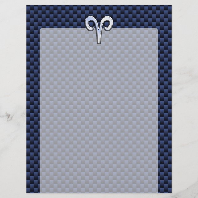 Silver Aries Zodiac Signera Blue Carbon Fiber Prin (Framsida)