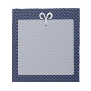 Silver Aries Zodiac Signera Blue Carbon Fiber Prin Anteckningsblock