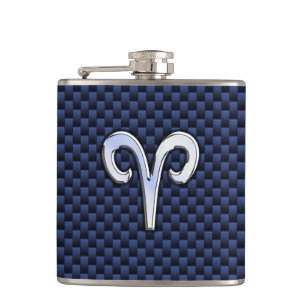Silver Aries Zodiac Signera Blue Carbon Fiber Prin Fickplunta