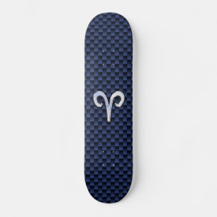 Silver Aries Zodiac Signera Blue Carbon Fiber Prin Skateboard Bräda 20,5 Cm