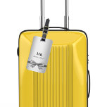 Silver-armbågsmonogram initialer elegant bagagebricka<br><div class="desc">En faux silver tittar bakgrund. Dekorerad med en faux silver-tittar båge. Anpassa och lägg till ditt monogram brev och fullt namn på framsidan. Din kontaktinformation på baksidan.</div>