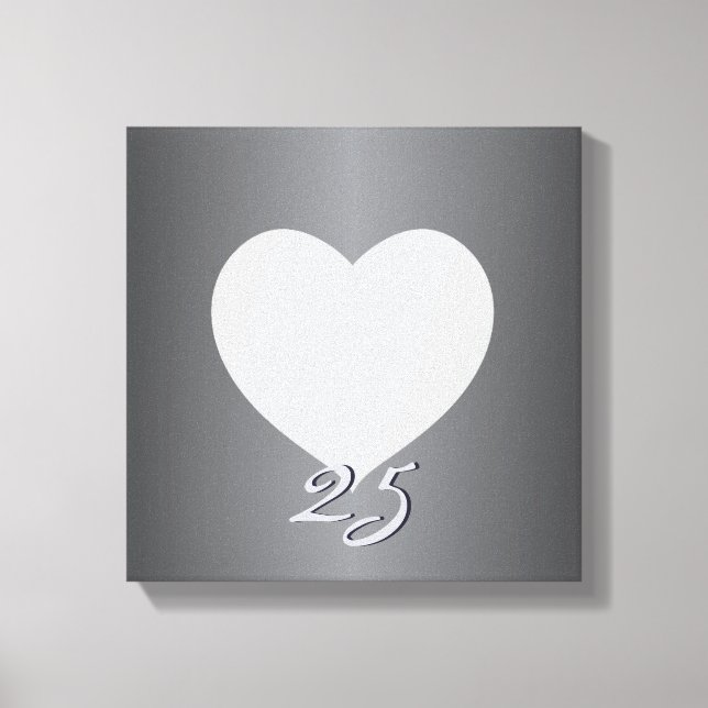 Silver-årsdagen Plain Heart Ram 1 Photo Canva Canvastryck (Framsida)