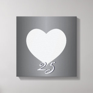 Silver-årsdagen Plain Heart Ram 1 Photo Canva Canvastryck