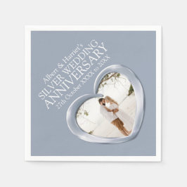 Silver-årsfoto på namn napkins pappersservett