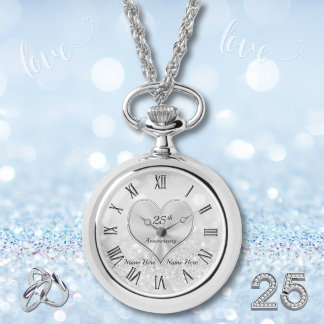 Silver-årsgåvor till frun, Pendant Watch Armbandsur