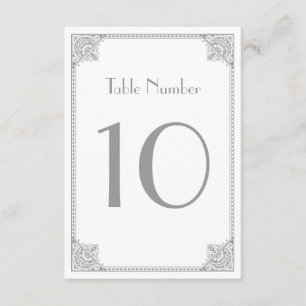Silver Art Deco - Elegant bröllop Bord-kort Inbjudningar