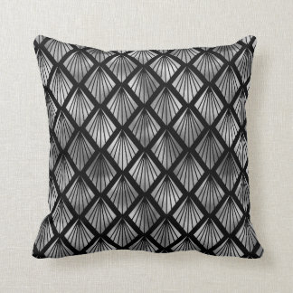 Silver Art Deco Fläkt på Black Kudde