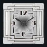Silver Art Deco Fyrkantig Klocka<br><div class="desc">Underbar klockdesign. Du kommer att kärlek det som andra. Du kan fritt använda den här designen för andra produkter som du gillar eller anpassa och lägga till texten. Följ mig för mer. Tack. Ha en trevlig dag.</div>