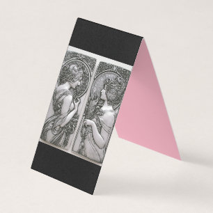 Silver,Art nouveau,design, females,Mucha,beautif Visitkort