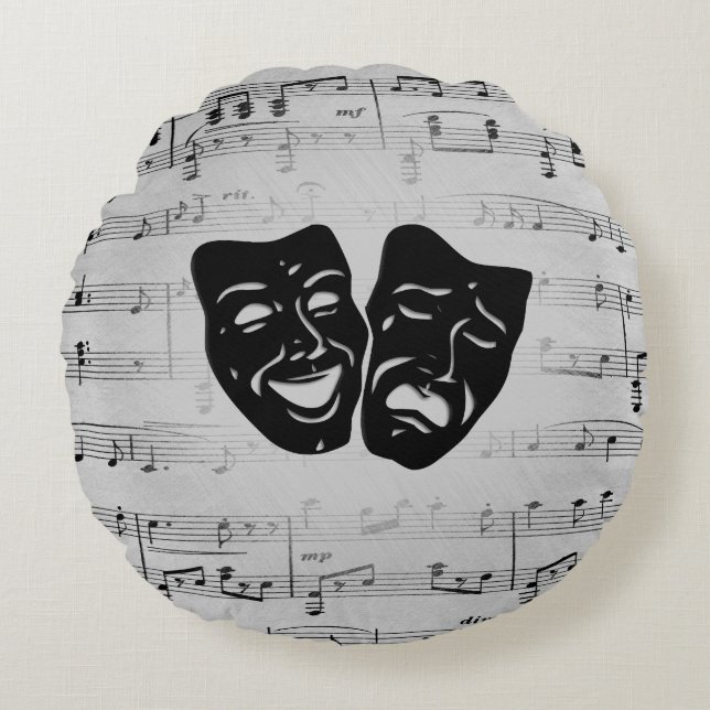 Silver Art Unites Theatermasker Rund Kudde (Framsidan)