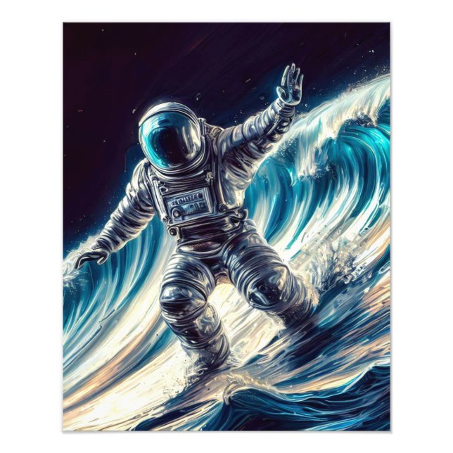 SILVER ASTRONAUT SURFING THE VAULT CELESTIAL FOTOTRYCK (Framsidan)