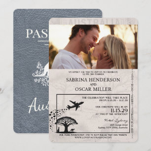 Silver Australien, pass Bröllop Inbjudningar