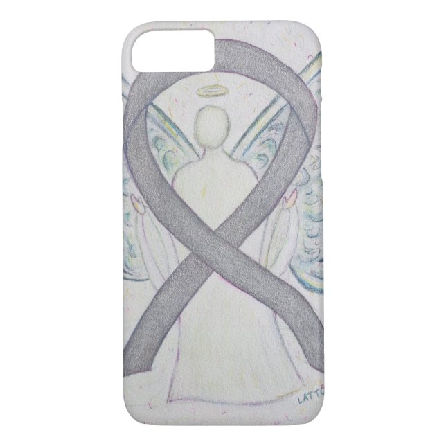 Silver Awareness Ribbon Angel Anpassningsbar iPhon Case-Mate iPhone Skal (Baksida)