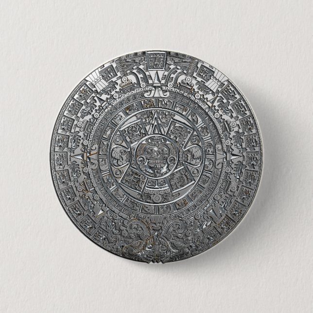 Silver Aztec Calendar Knapp (Framsida)