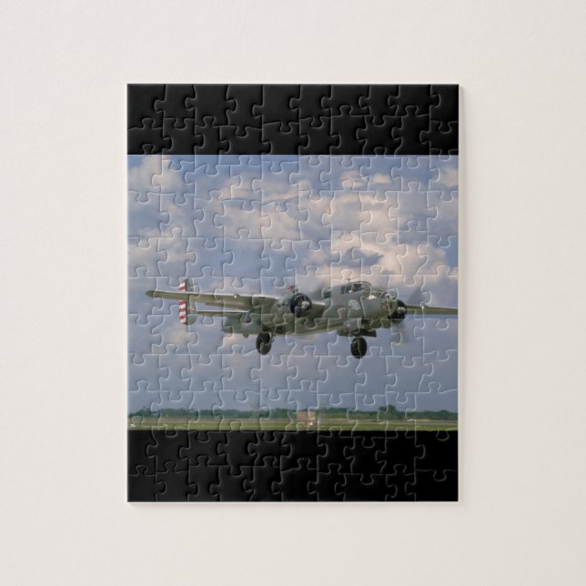 Silver B25. (flygplan;b25_WWII Flygplan) Pussel (Vertikal)
