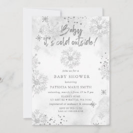 Silver Baby det är kallt ute Vinter Babyshower Inbjudningar