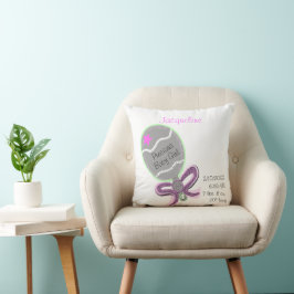 Silver Baby Rattle Rosa Bow Star PERSONALIZZE Kudde