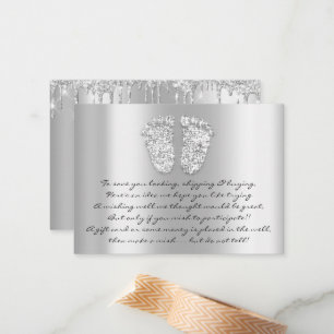 Silver Baby Shower Girl Boy Gift Card Anteckningskort
