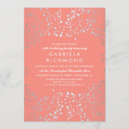 Silver Babyns Elegant för utandning Födelsedagsfes Inbjudningar