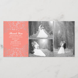 Silver Baby's Bandecoral Bröllop Photo Tack Kort