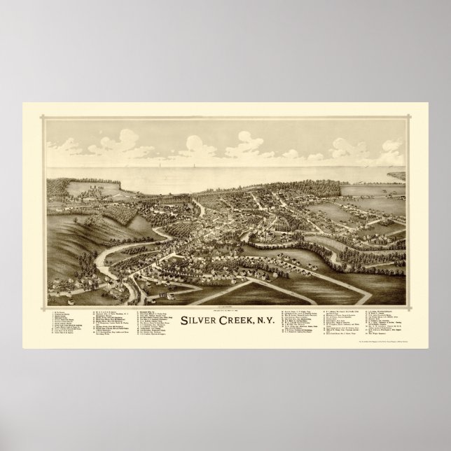 Silver Bäck, NY Panoramic Karta - 1892 Poster (Framsidan)