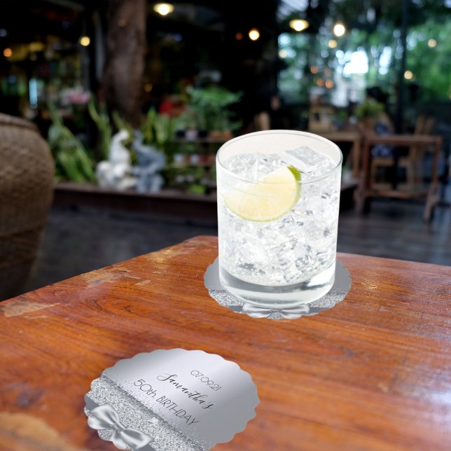 Silver båge elegant födelsedagsfest underlägg papper (Skapare uppladdad)