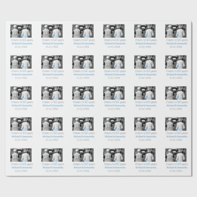 SILVER båge firar 60-års jubileum  Presentpapper (Platt)